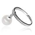 Dangle Drop Gold Plated Silver Cultured Cheap Pearl Ring